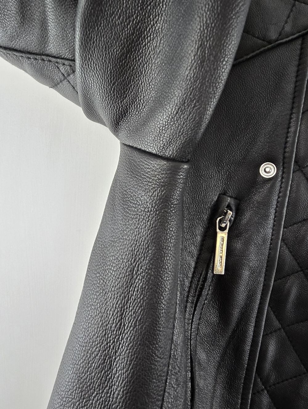 Michael Kors Lamb Leather Convertible Zip Front Moto Biker Jacket Black Size M - Picture 10 of 16